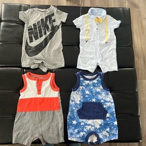 Bundle of baby 6-9 mo rompers- Nike, Cat & Jack, 1st Impressions